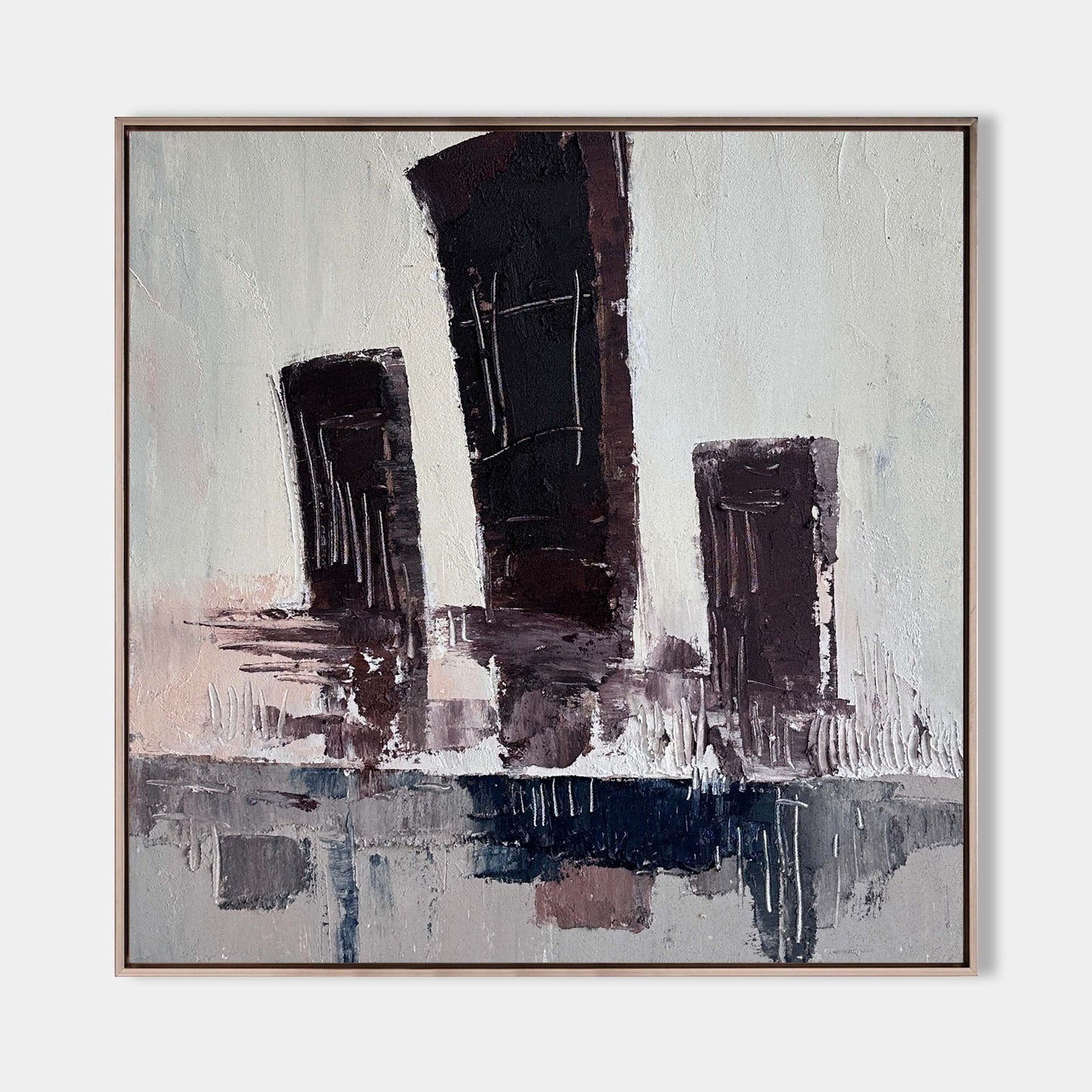 Abstract Modern Cityscape Oil Painting for Contemporary Decor