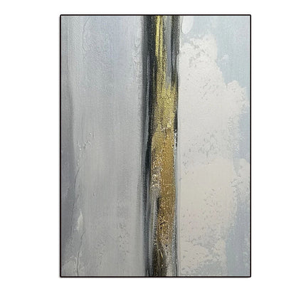 Abstract Gold and Silver Landscape Oil Painting for Modern Home Decor