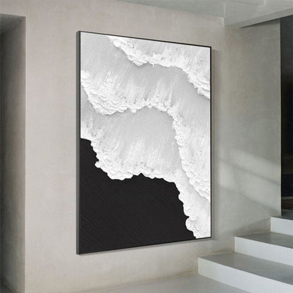 Serene Black Beach Abstract Oil Painting for Contemporary Home Decor