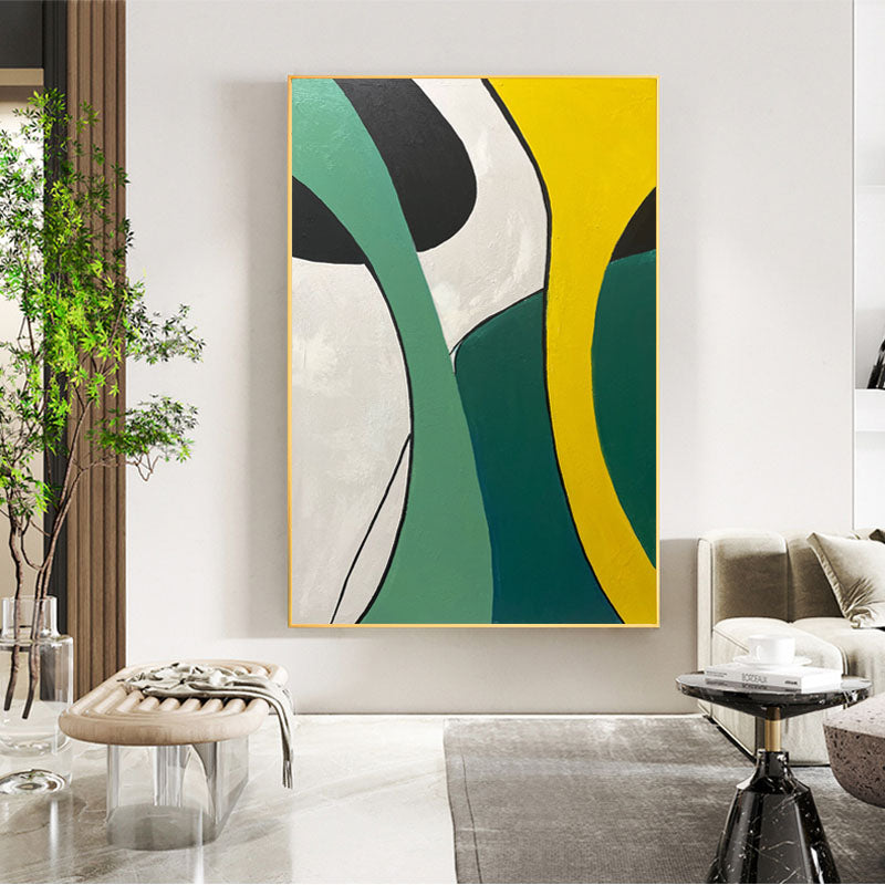 Vibrant Abstract Jungle Flow Oil Painting for Modern Home Decor