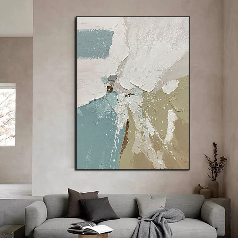 Tranquil Abstract Oil Painting in Calming Blue and Earthy Tones for Modern Spaces