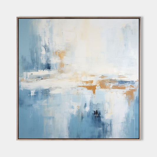 Contemporary Blue Abstract Oil Painting for Modern Home Decor