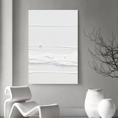 Textured White Abstract Oil Painting for Modern Home Decor