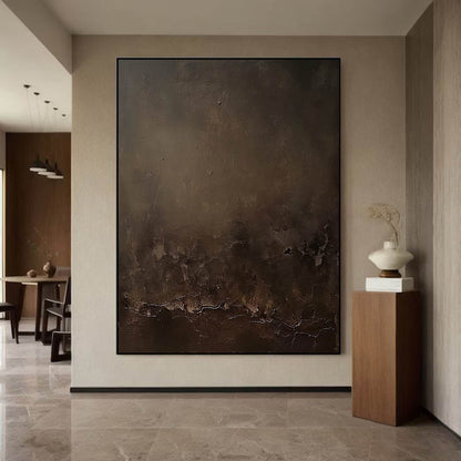 Contemporary Minimalist Abstract Oil Painting in Earthy Tones