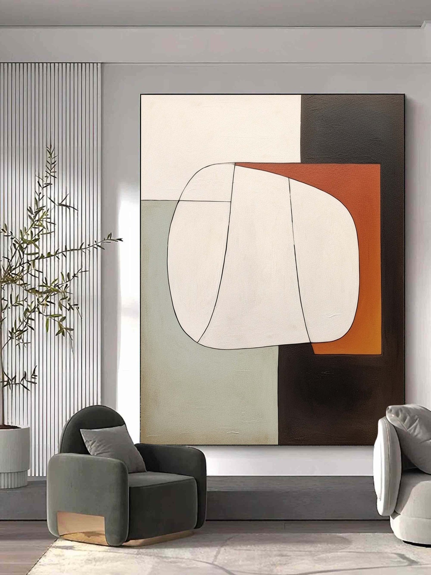 Abstract Minimalist Oil Painting for Modern Home Decor