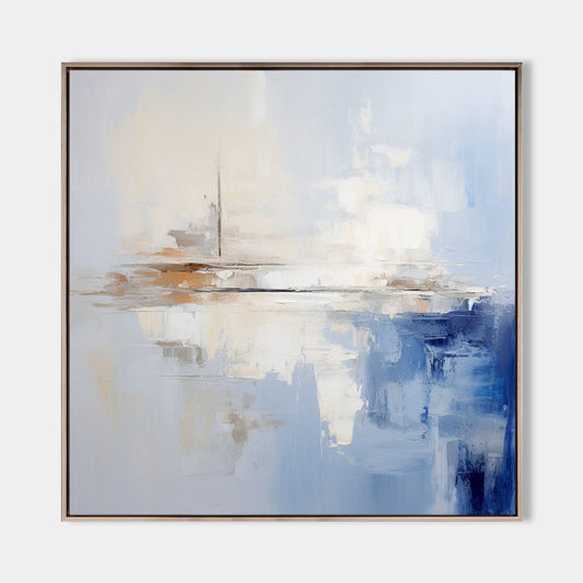 Tranquil Blue Abstract Oil Painting for Modern Home Decor