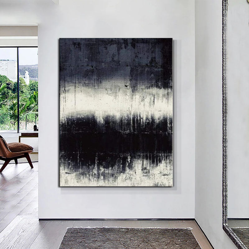 Abstract Black and White Oil Painting for Modern Home Decor