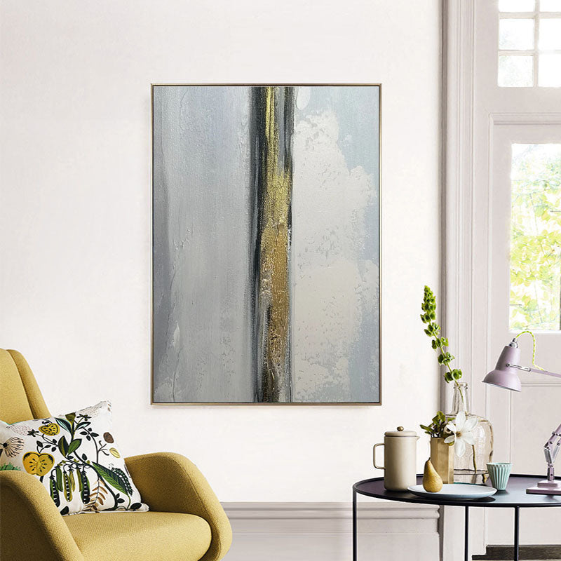 Abstract Gold and Silver Landscape Oil Painting for Modern Home Decor