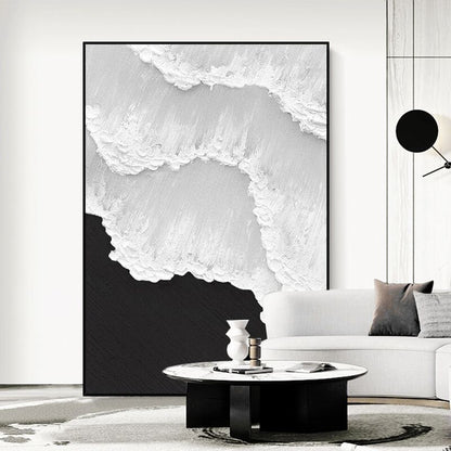 Serene Black Beach Abstract Oil Painting for Contemporary Home Decor