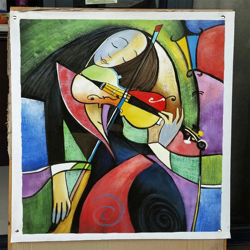 Vibrant Emotional Violinist - Abstract Oil Painting for Art Lovers