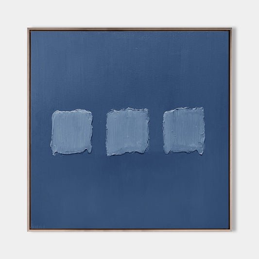 Serene Blue Minimalist Oil Painting for Modern Home Decor