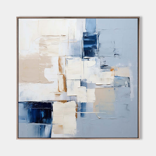 Contemporary Blue Abstract Oil Painting for Modern Home Decor