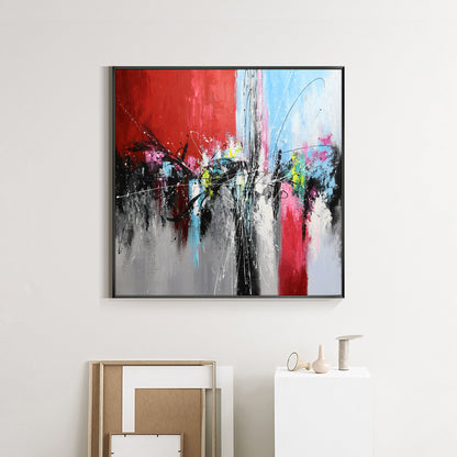 Vibrant Large Abstract Oil Painting in Bold Colors for Contemporary Decor