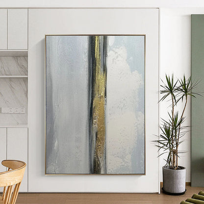 Abstract Gold and Silver Landscape Oil Painting for Modern Home Decor