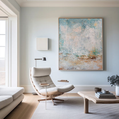 Serene Blue Abstract Oil Painting for Modern Home Decor and Art Enthusiasts