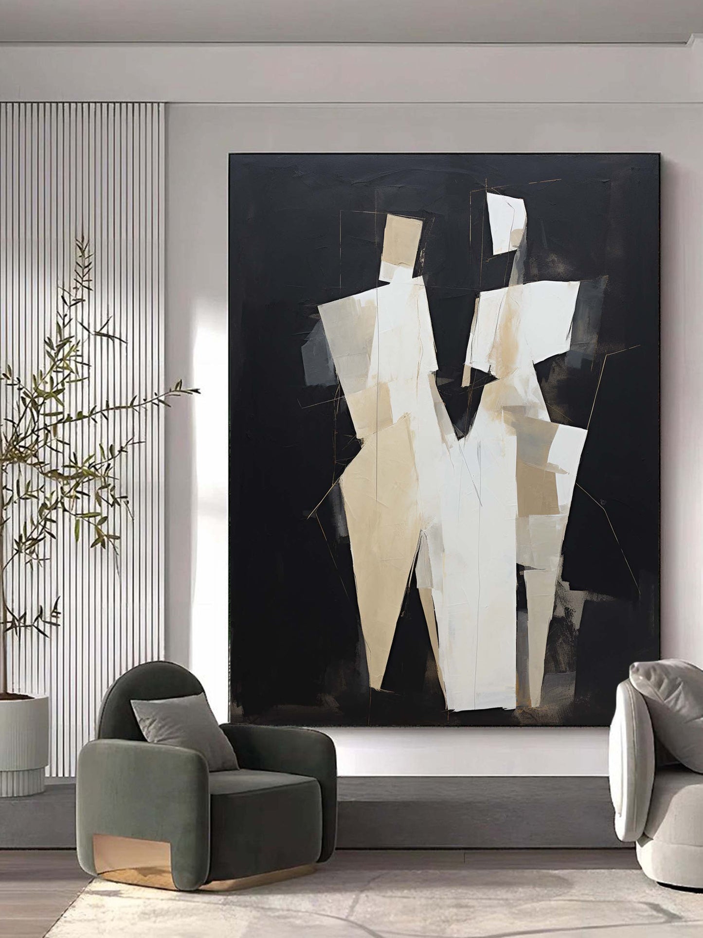 Abstract Minimalist Oil Painting for Modern Home Decor