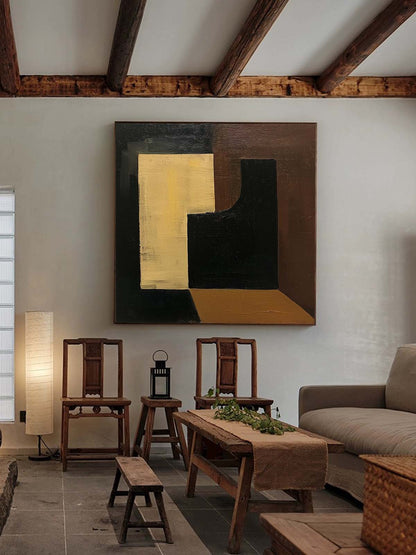 Modern Abstract Geometric Oil Painting for Contemporary Home Decor