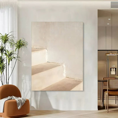 Minimalist Oil Painting of Serene Steps for Elegant Home Decor