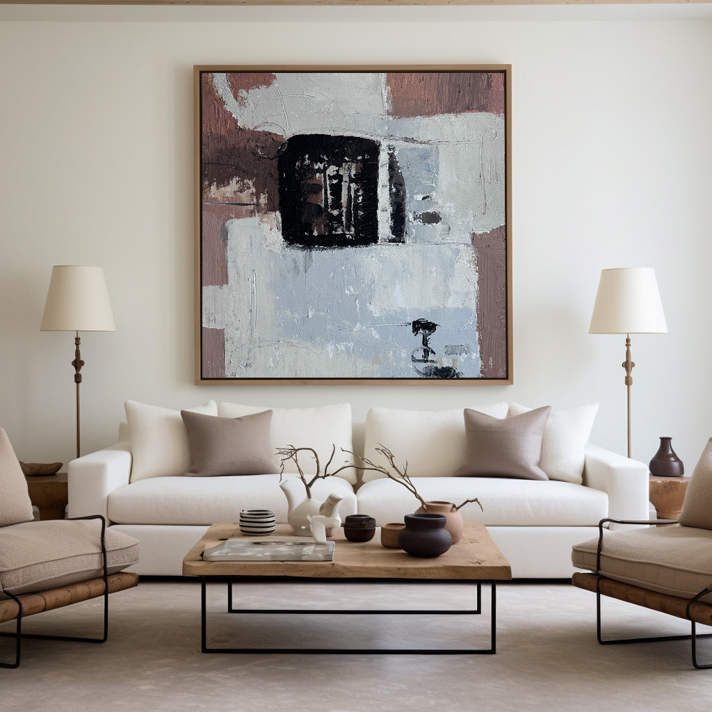 Contemporary Abstract Oil Painting with Neutral Tones for Modern Decor