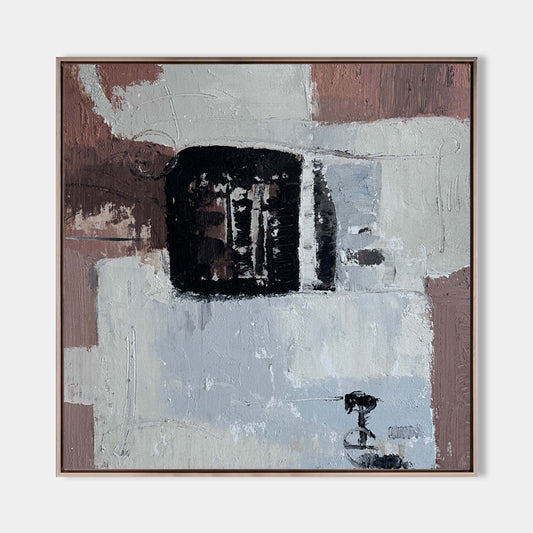 Contemporary Abstract Oil Painting with Neutral Tones for Modern Decor