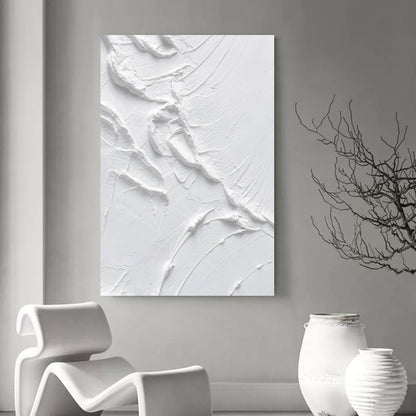 Textured White Oil Painting for Modern Home Decor and Elegant Wall Art