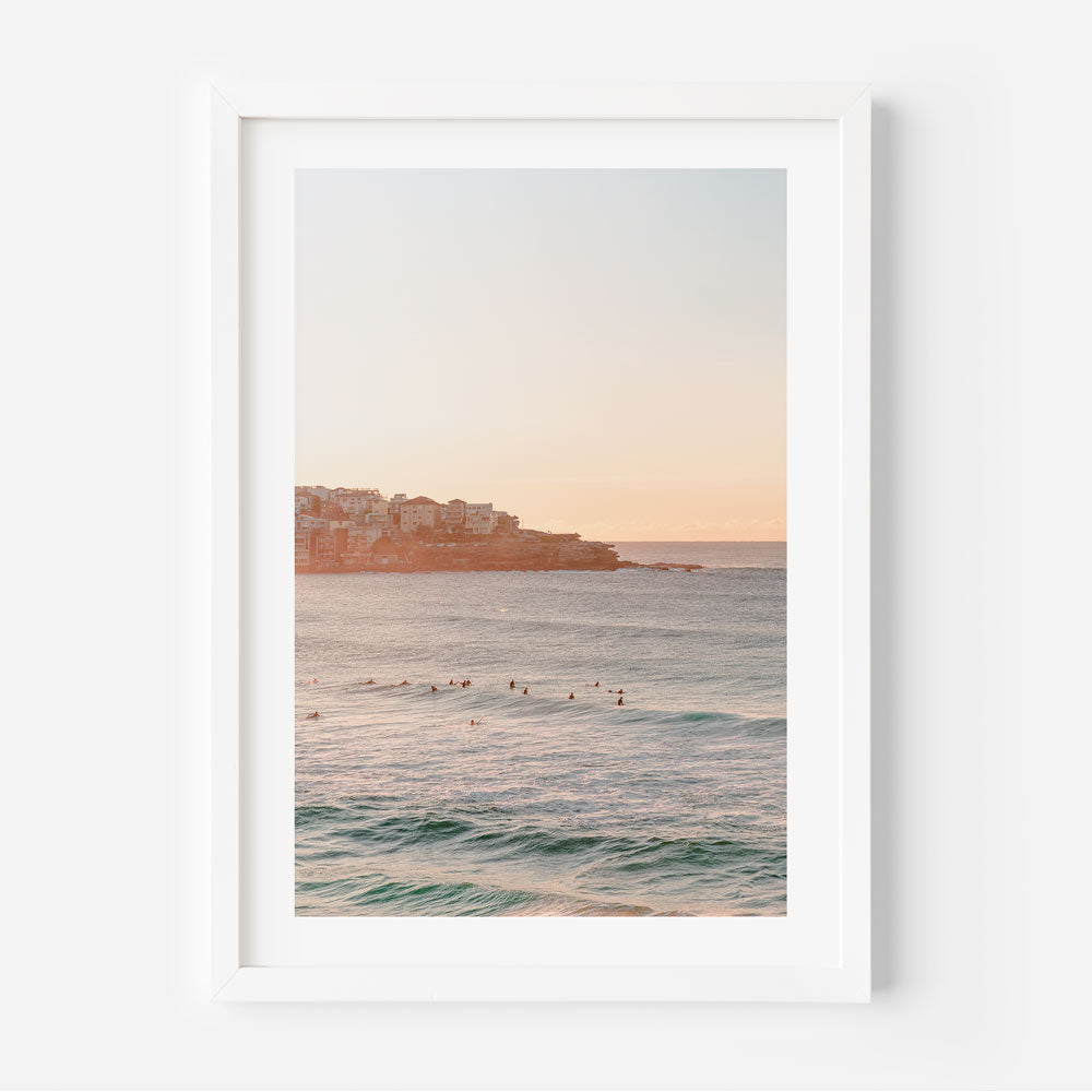 Tranquil Bondi Beach Sunset: Coastal Waves Oil Painting Trio