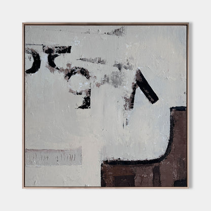 Contemporary Abstract Oil Painting with Neutral Tones and Textured Depth