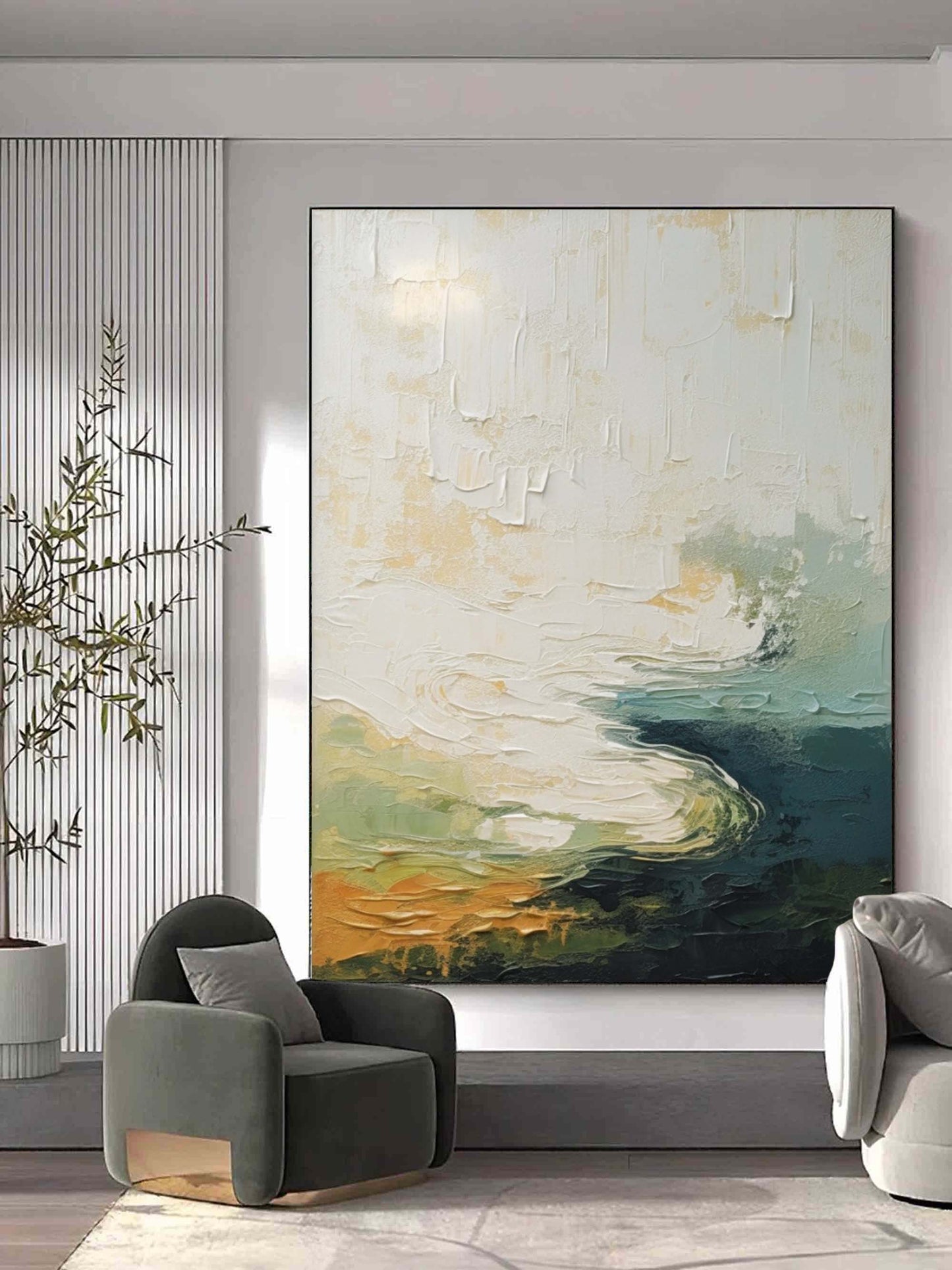 Abstract Landscape Oil Painting in Vibrant Multi-Colored Textures