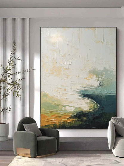 Abstract Landscape Oil Painting in Vibrant Multi-Colored Textures