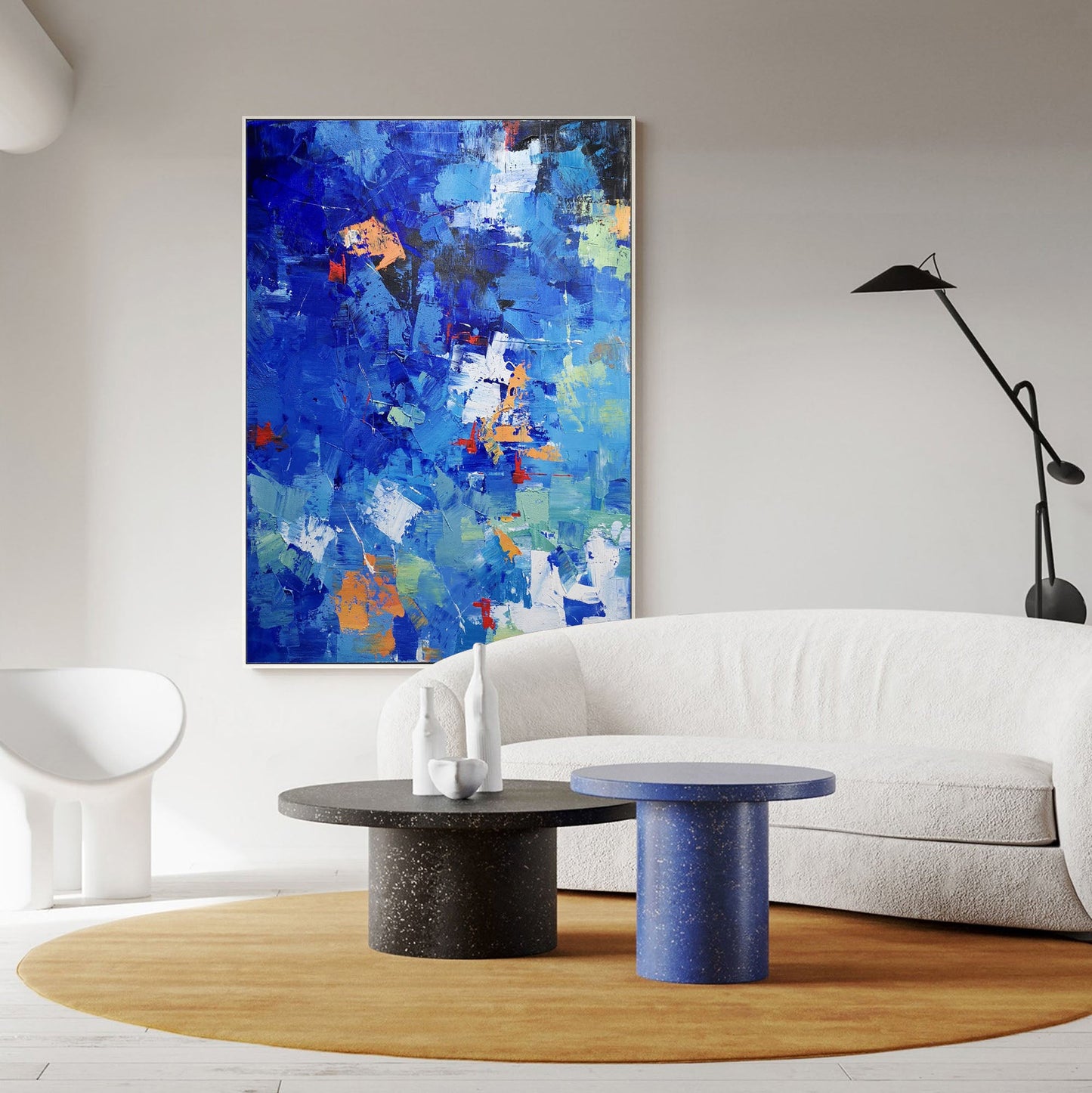 Vibrant Blue Abstract Oil Painting for Modern Art Enthusiasts