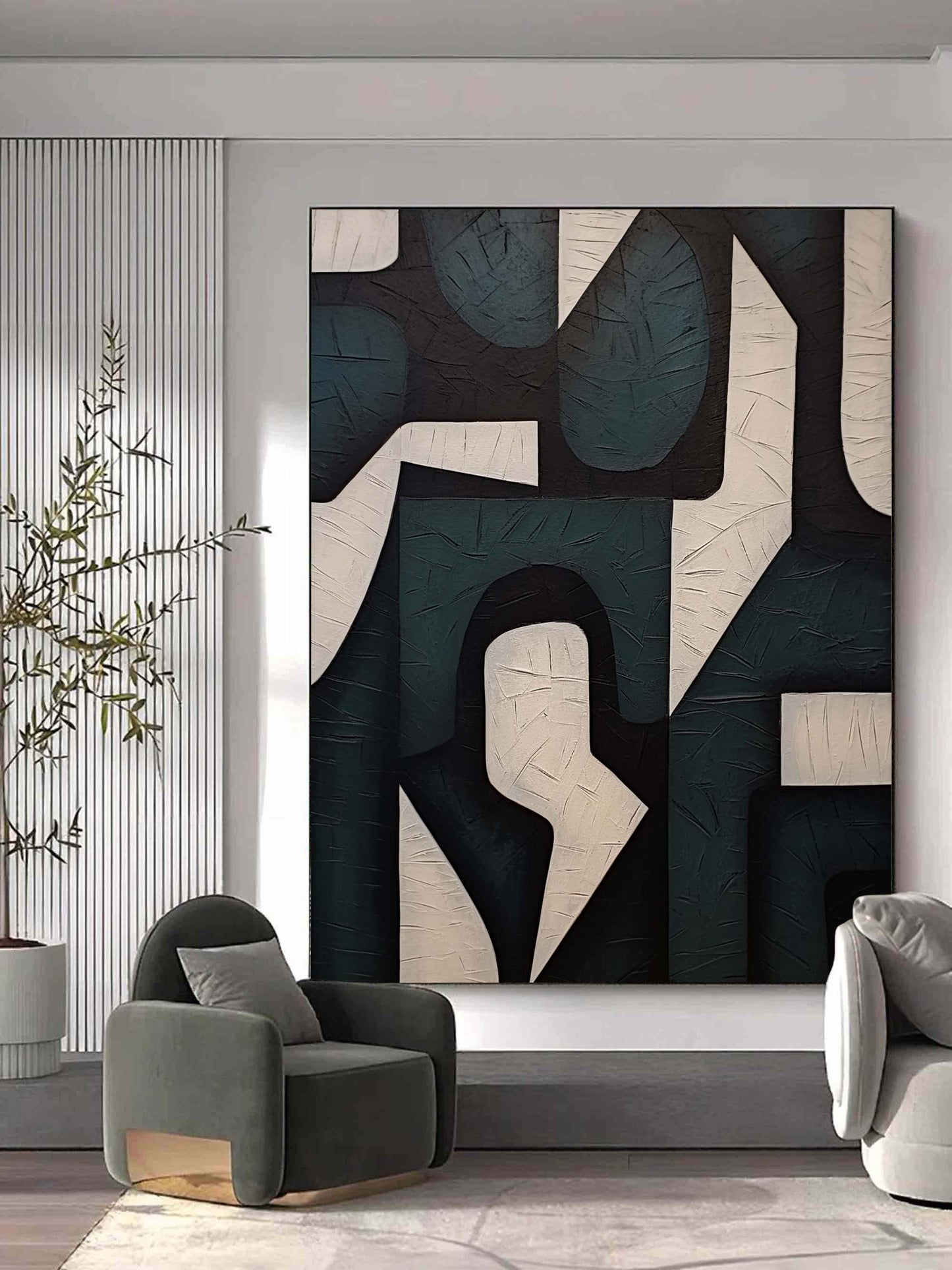 Abstract Wabi-Sabi Painting for Tranquil Home Decor and Modern Wall Art