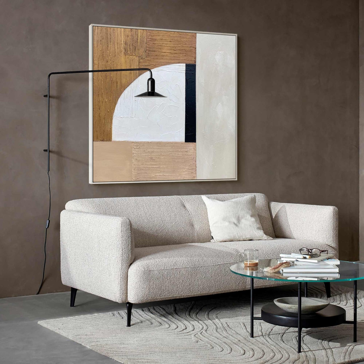 Contemporary Minimalist Geometric Oil Painting for Modern Home Decor
