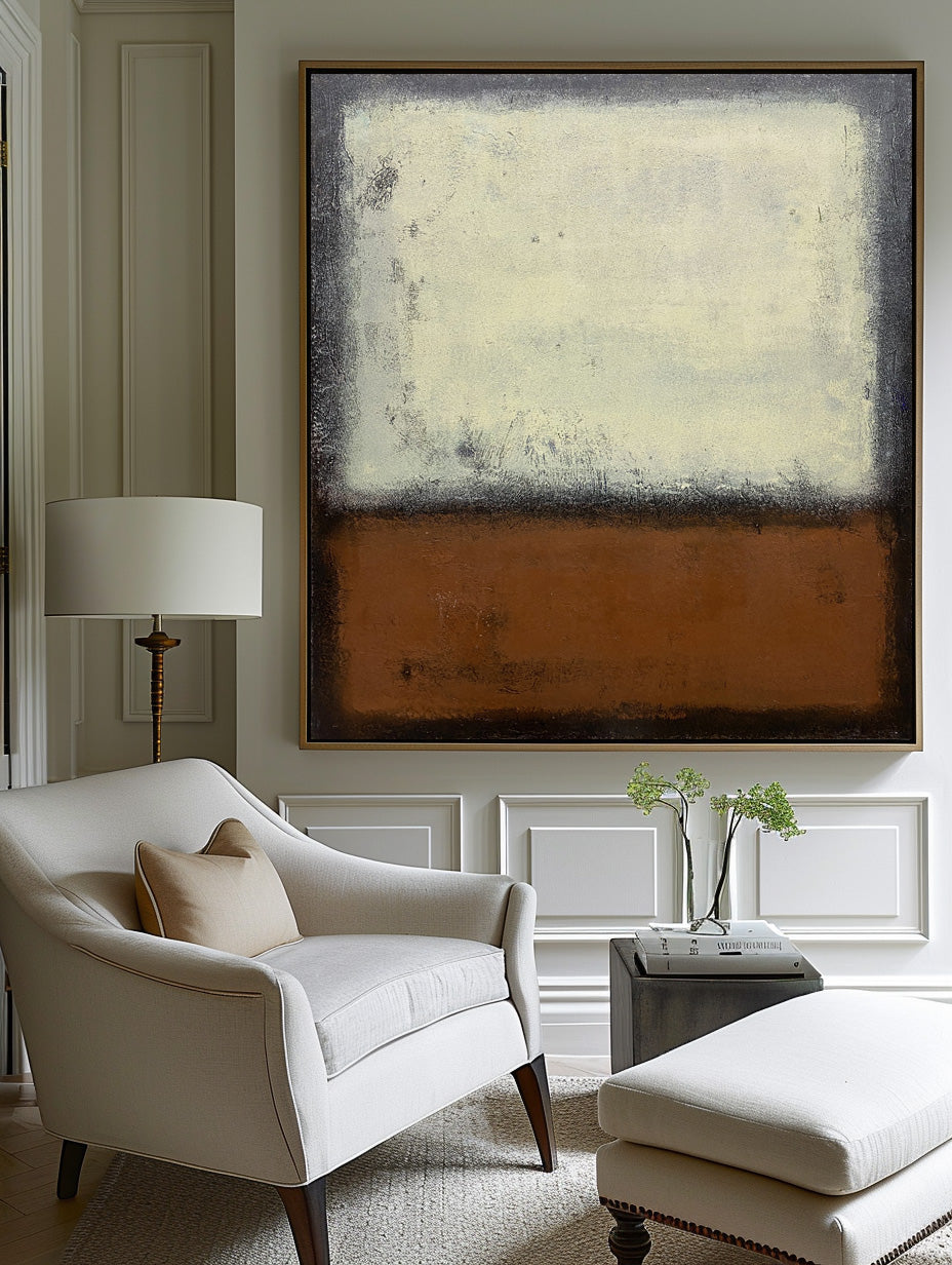 Modern Minimalist Oil Painting with Earthy Tones for Contemporary Decor