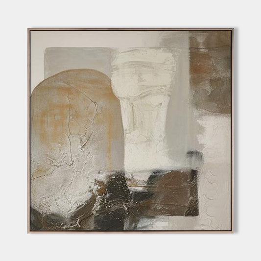 Contemporary Abstract Oil Painting with Texture and Earthy Tones for Modern Decor