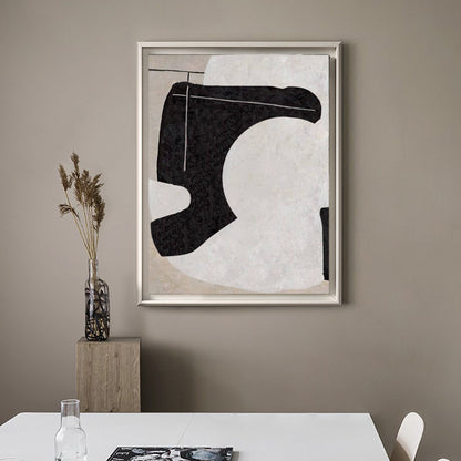 Contemporary Black and White Minimalist Oil Painting for Modern Home Decor