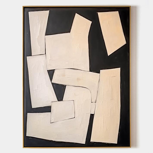 Contemporary Black and White Abstract Oil Painting for Modern Home Decor