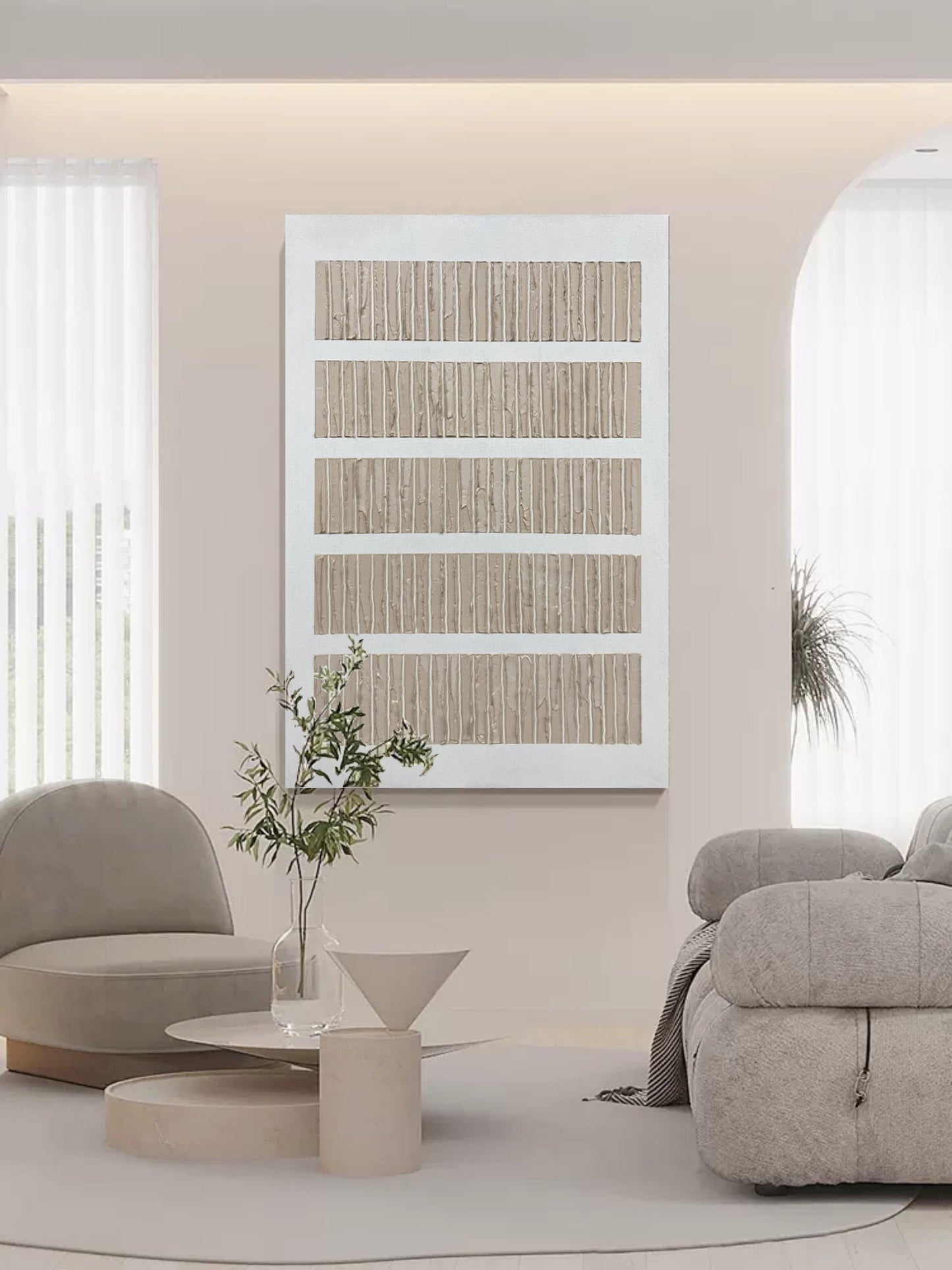 Minimalist Wabi-Sabi Oil Painting for Modern Home Décor