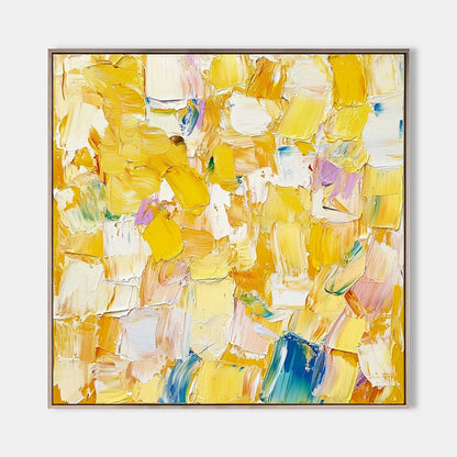 Vibrant Yellow Abstract Oil Painting for Modern Home Decor and Art Collection