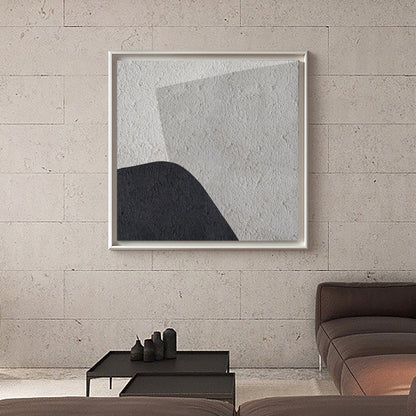 Monochrome Minimalist Oil Painting | Modern Black, White, and Grey Abstract Art for Home Decor