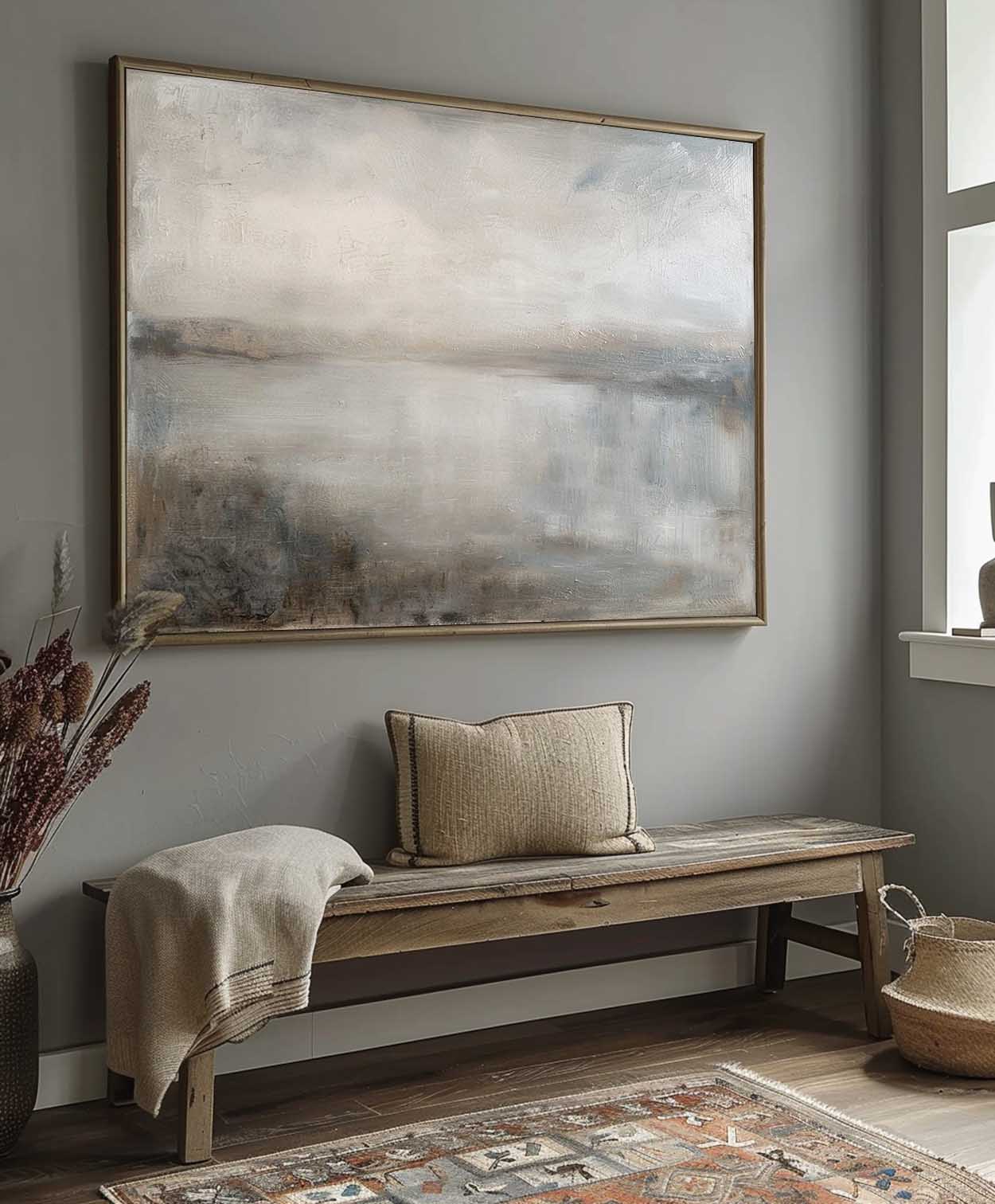 Serene Coastal Oil Painting for Tranquil Home Decor and Vintage Aesthetic