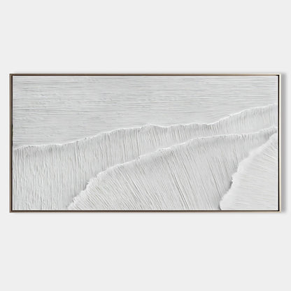 Textured White Landscape Oil Painting for Modern Home Decor