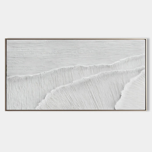 Textured White Landscape Oil Painting for Modern Home Decor