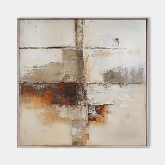 Contemporary Rustic Abstract Oil Painting for Modern Home Decor