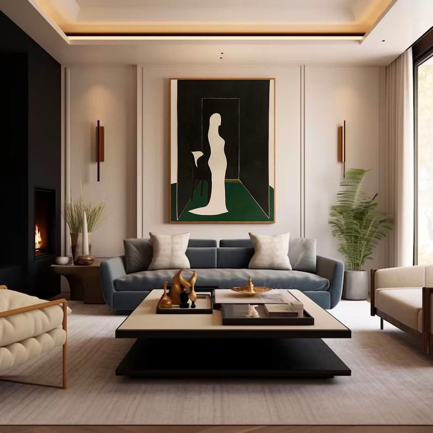 Elegant Minimalist Woman in Contemporary Art for Modern Home Decor