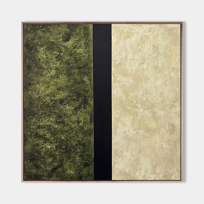 Textured Green and Black Modern Abstract Oil Painting for Contemporary Decor