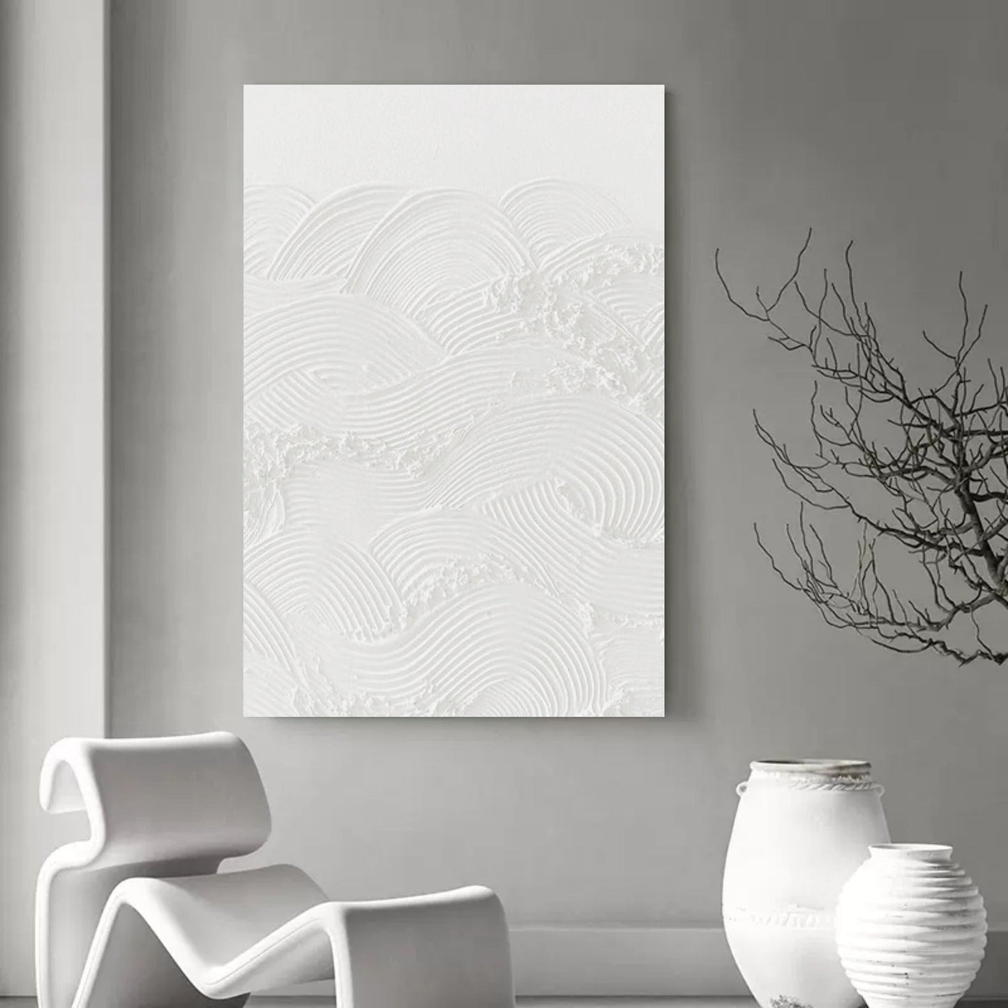 Elegant Plaster Art Texture Wall Décor - Modern Minimalist Oil Painting