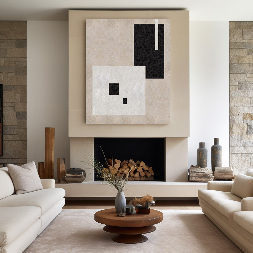 Abstract Geometric Minimalist Oil Painting for Modern Home Decor