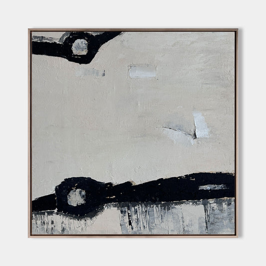 Contemporary Black and White Abstract Oil Painting for Modern Home Decor