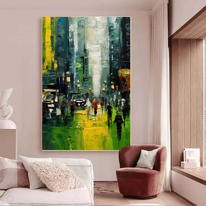 Vibrant Urban Landscape Oil Painting for Modern Home Decor