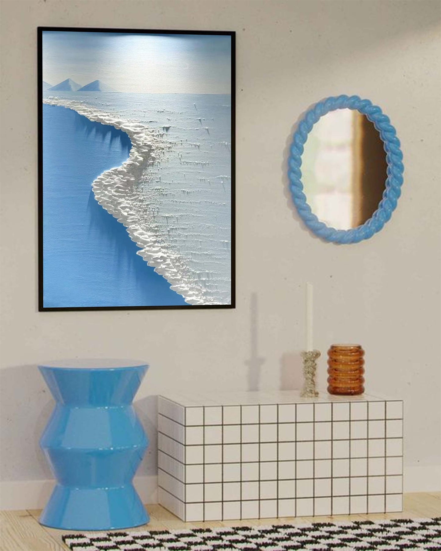 Tranquil Ocean Shoreline Oil Painting for Beach Decor and Coastal Art Enthusiasts